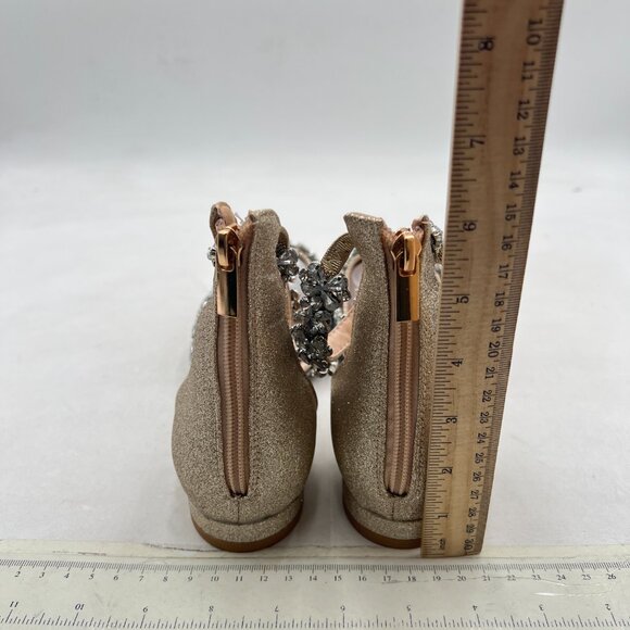 XYD Light Gold-glitter Pointed Toe Rhinestones Ankle Strap D'Orsay Sandals - Picture 5 of 8